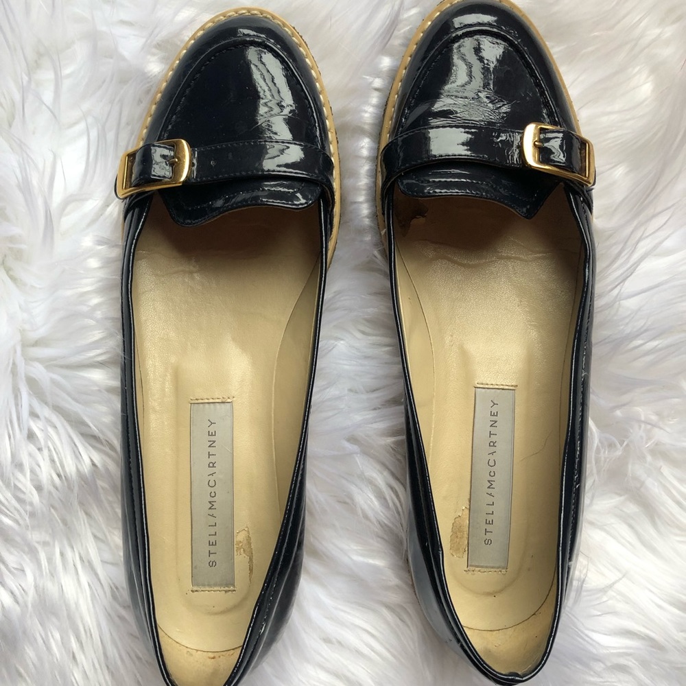 Stella McCartney || Blue patent loafers platform